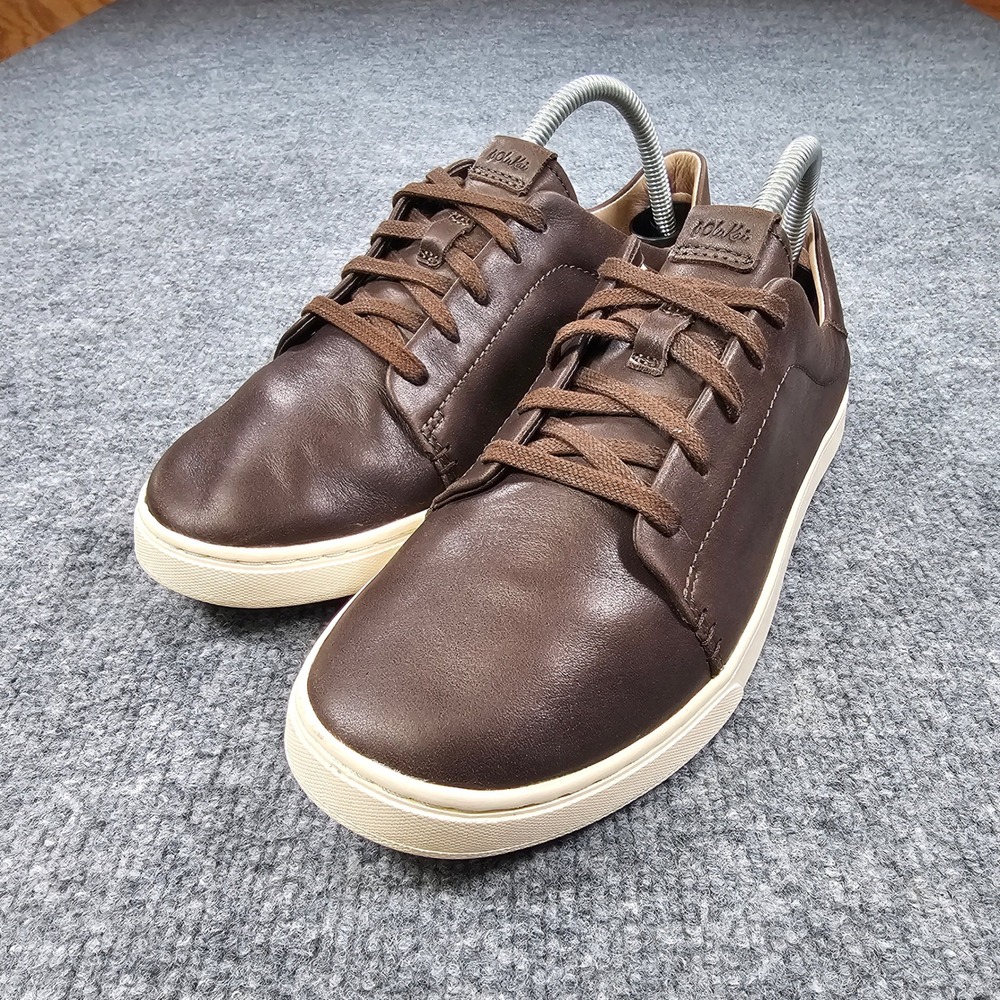 Olukai Pehuea Li Ili Sneakers Shoes Dark Brown Leather Women's Size 9 US / 39 EU